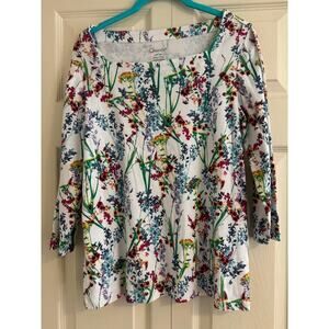 Chicos colorful cotton floral top 3/4 sleeves Size 1 (8-10)
